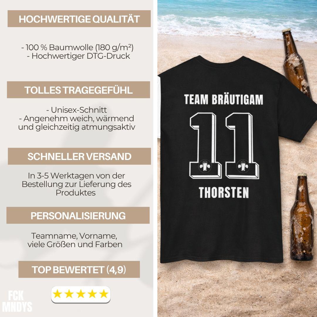 Personalisierbares JGA Shirt Fußball Trikot - Junggesellenabschied Outfit Herren - Bräutigam Team Shirt mit Name & Nummer Party Urlaub