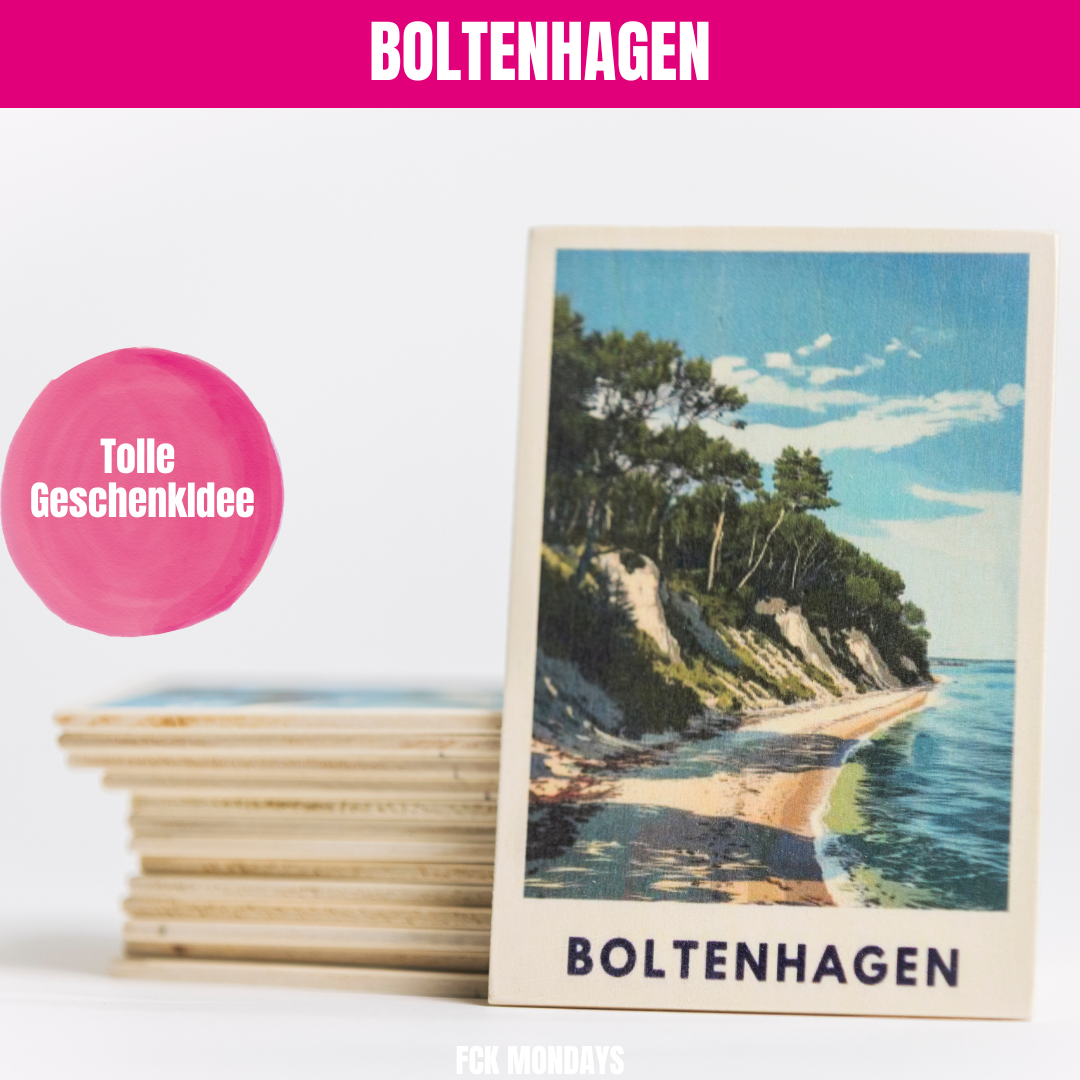 Handgefertigte Holz Postkarte Ostsee