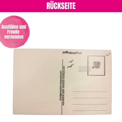 Holzpostkarte Rueckseite beschreibbar