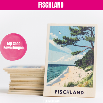Handgefertigte Holz Postkarte Ostsee