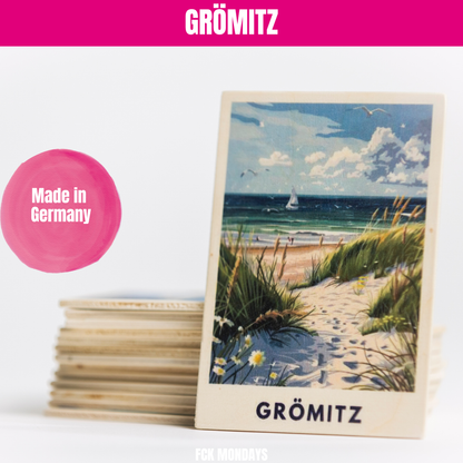 Handgefertigte Holz Postkarte Ostsee