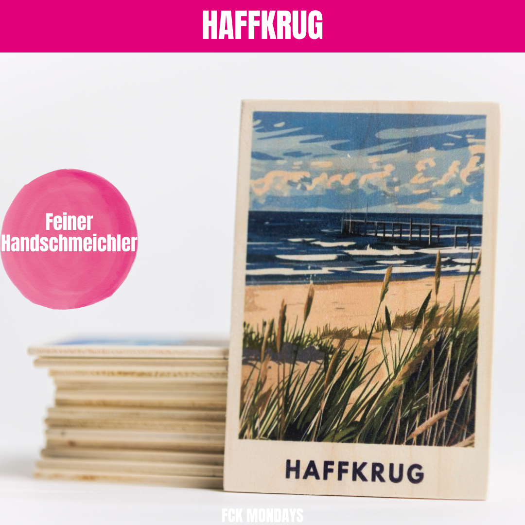 Handgefertigte Holz Postkarte Ostsee