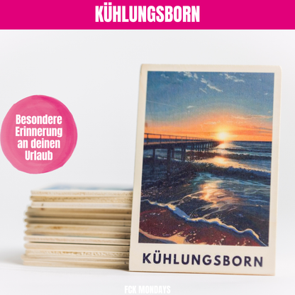 Handgefertigte Holz Postkarte Ostsee