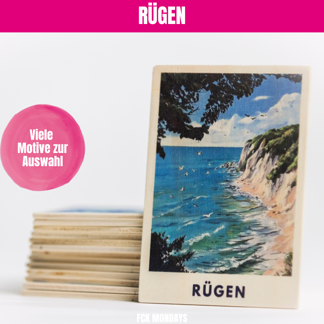 Handgefertigte Holz Postkarte Ostsee