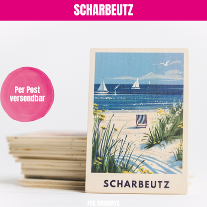 Handgefertigte Holz Postkarte Ostsee