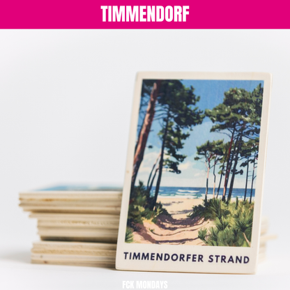 Handgefertigte Holz Postkarte Ostsee