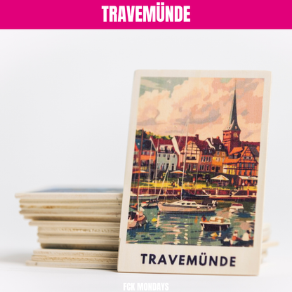 Handgefertigte Holz Postkarte Ostsee