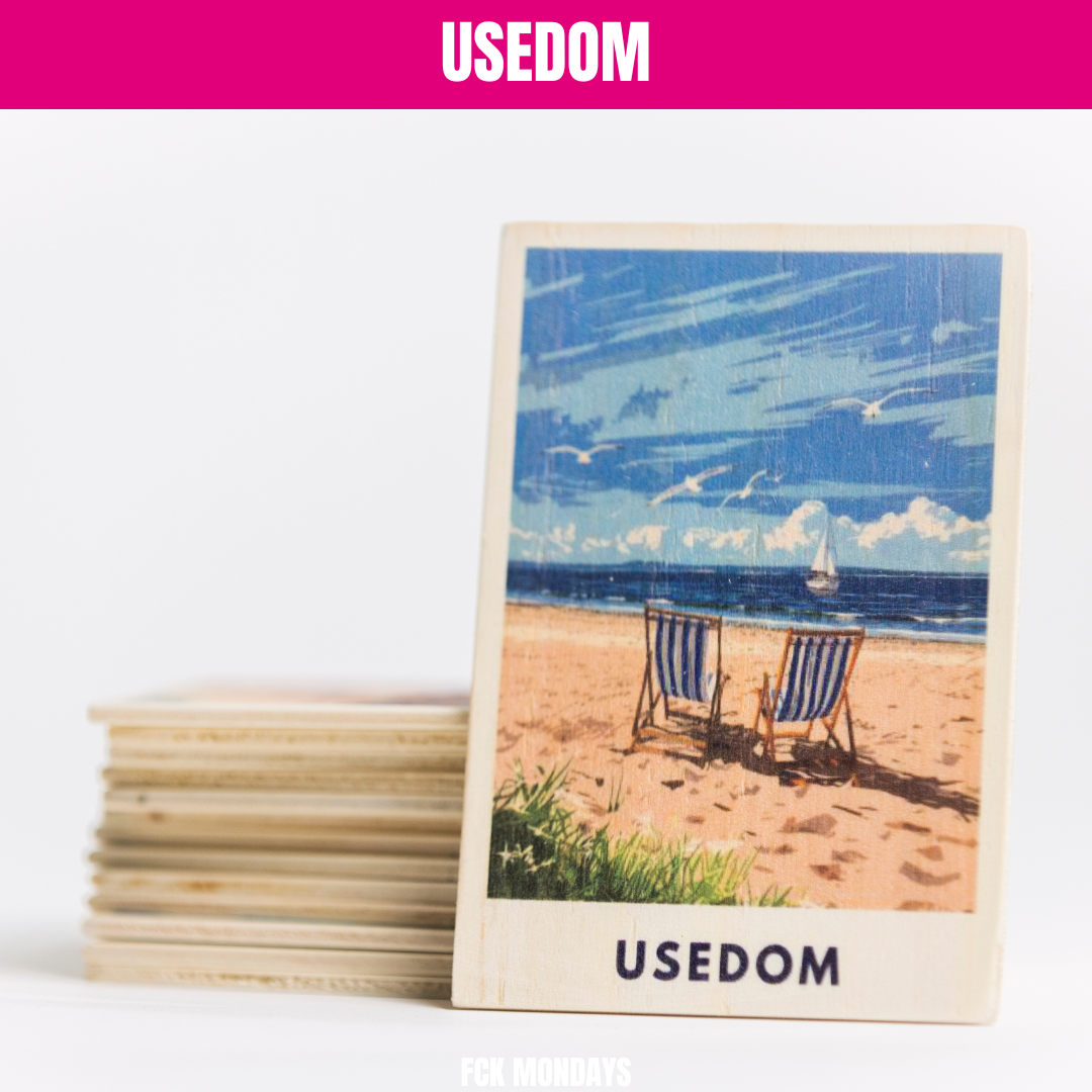 Handgefertigte Holz Postkarte Ostsee