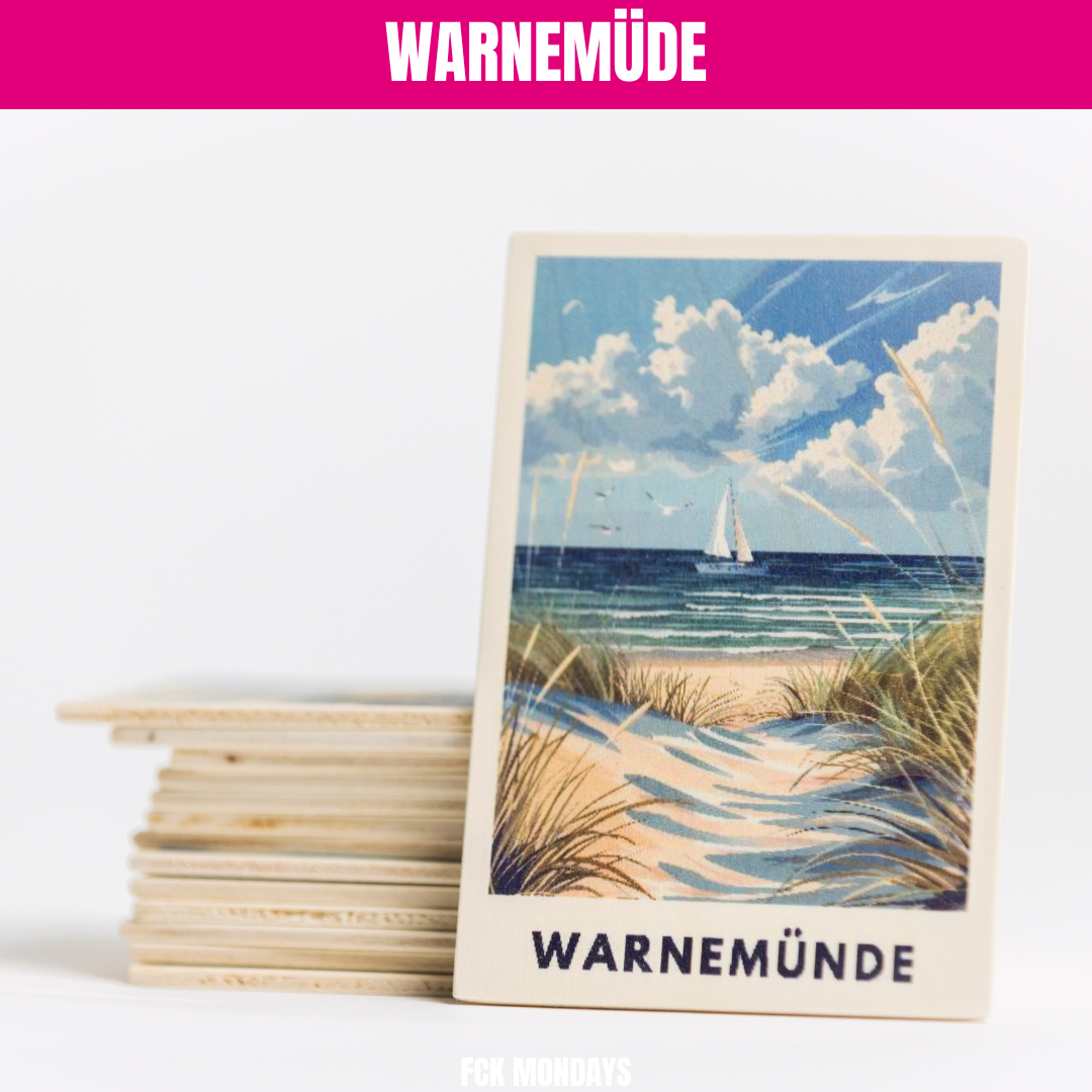 Handgefertigte Holz Postkarte Ostsee