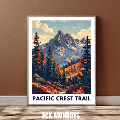 Pacific Crest Trail Poster | USA Hiking Print | Mountain Wall Art | National Park Gift | Adventure Decor | Trekking Poster | Outdoor Wallart