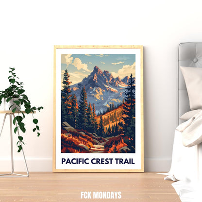 Pacific Crest Trail Poster | USA Hiking Print | Mountain Wall Art | National Park Gift | Adventure Decor | Trekking Poster | Outdoor Wallart