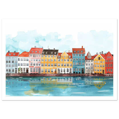 Copenhagen Denmark Poster | Scandinavian Skyline Art Print | Illustrated København Old Town Wall Art