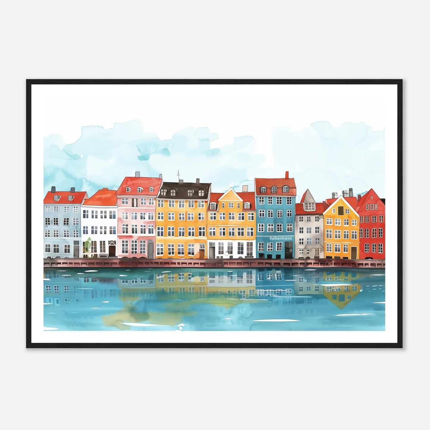 Copenhagen Denmark Poster | Scandinavian Skyline Art Print | Illustrated København Old Town Wall Art