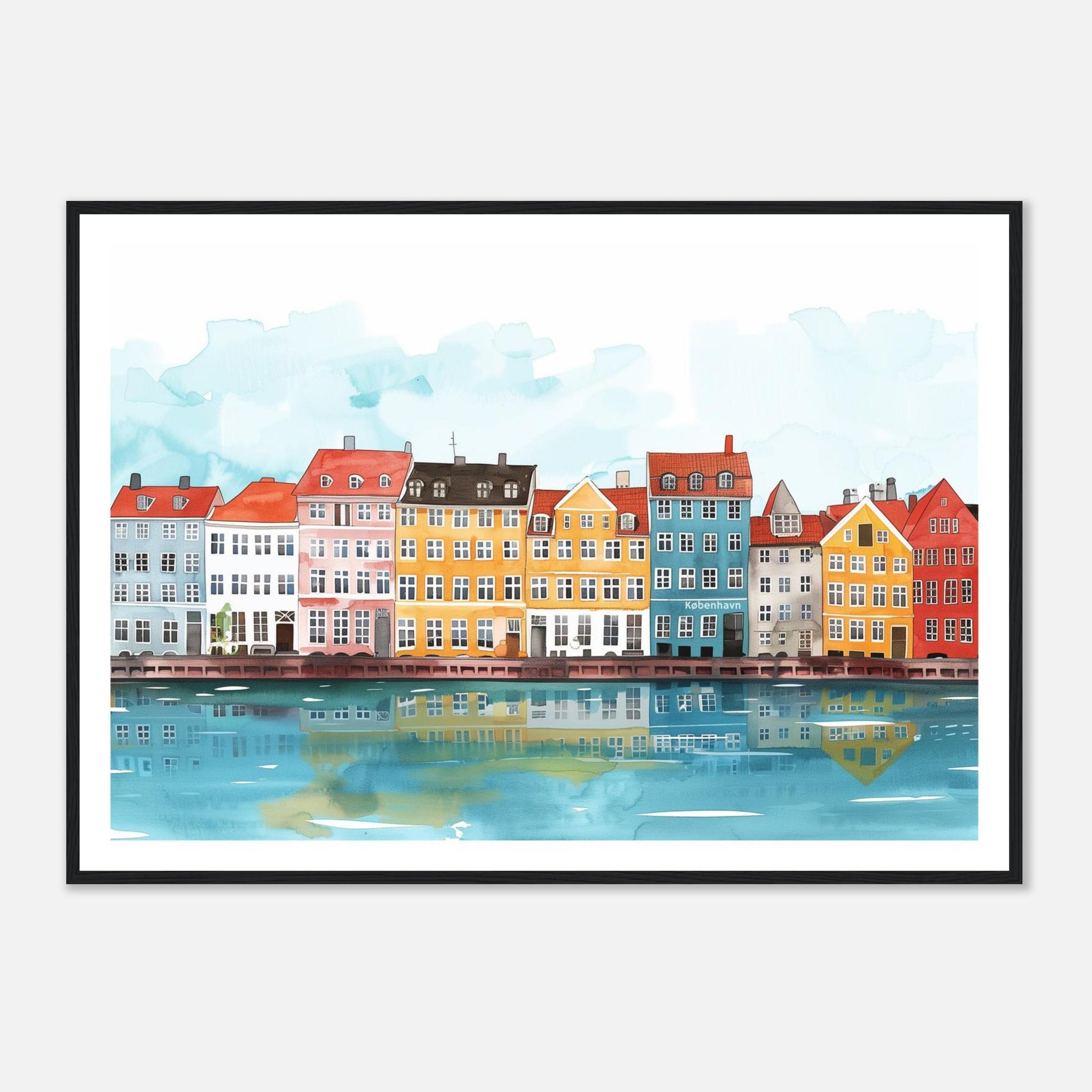 Copenhagen Denmark Poster | Scandinavian Skyline Art Print | Illustrated København Old Town Wall Art
