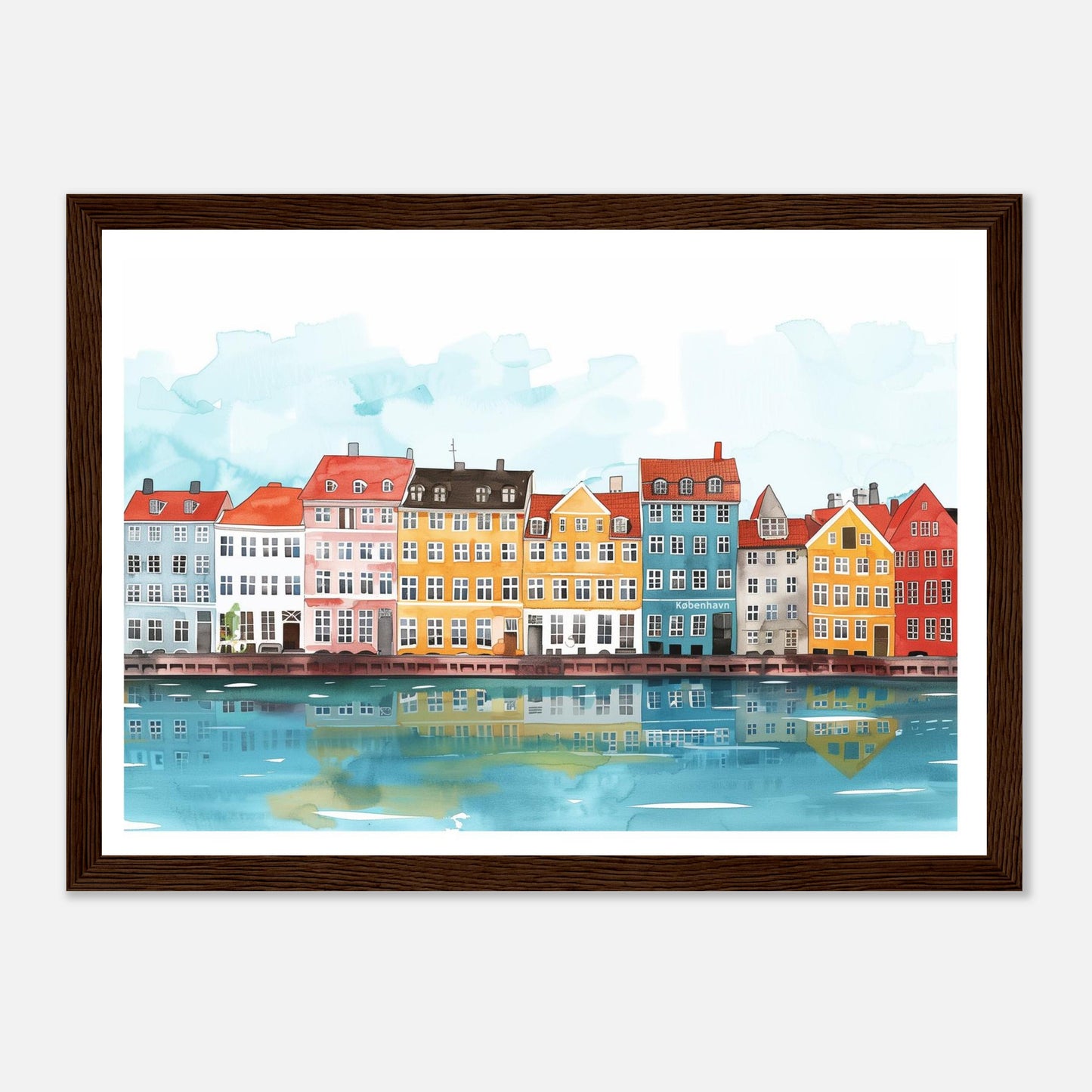 Copenhagen Denmark Poster | Scandinavian Skyline Art Print | Illustrated København Old Town Wall Art