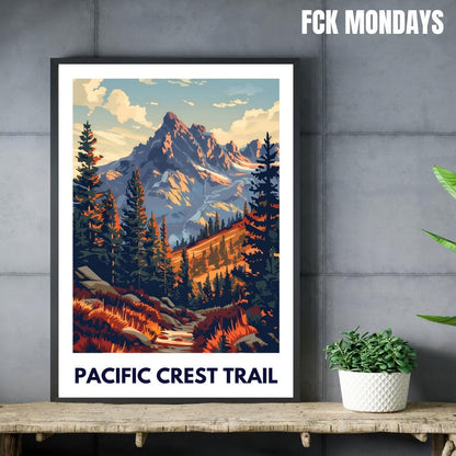 Pacific Crest Trail Poster | USA Hiking Print | Mountain Wall Art | National Park Gift | Adventure Decor | Trekking Poster | Outdoor Wallart