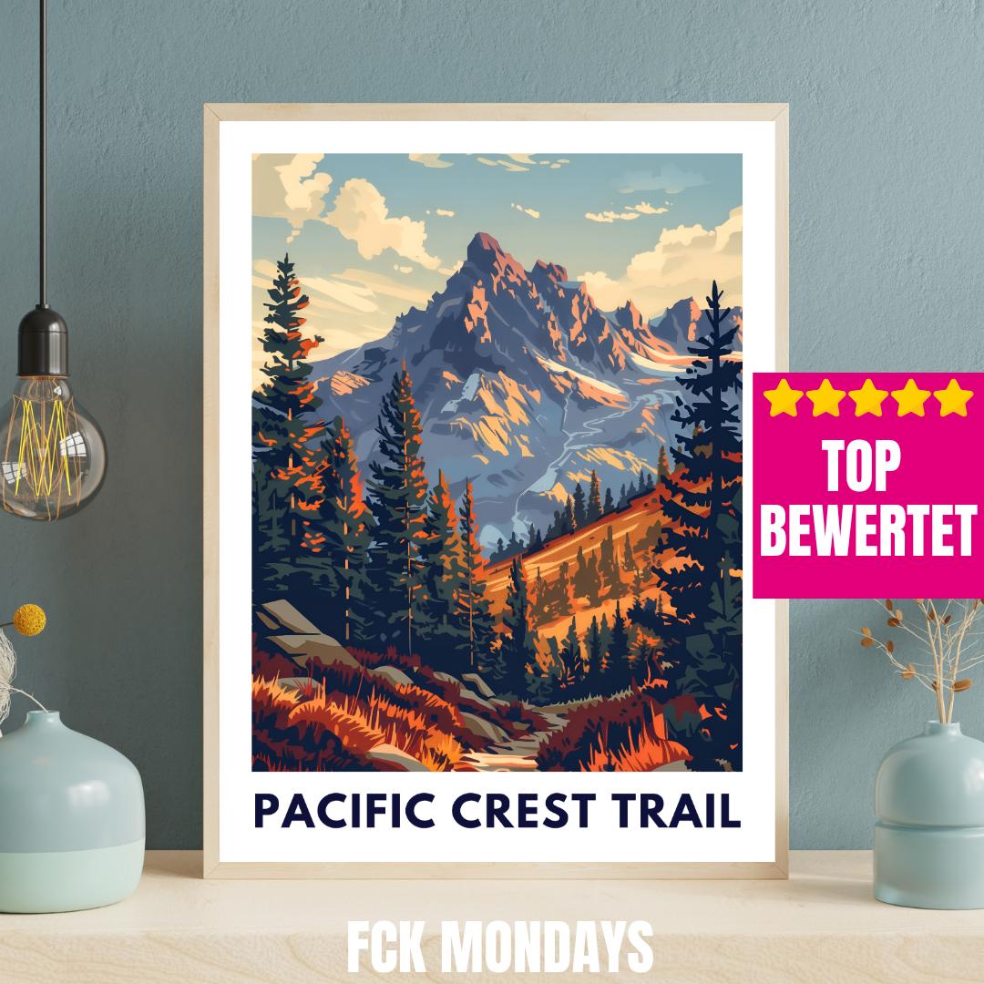 Pacific Crest Trail Poster | USA Hiking Print | Mountain Wall Art | National Park Gift | Adventure Decor | Trekking Poster | Outdoor Wallart