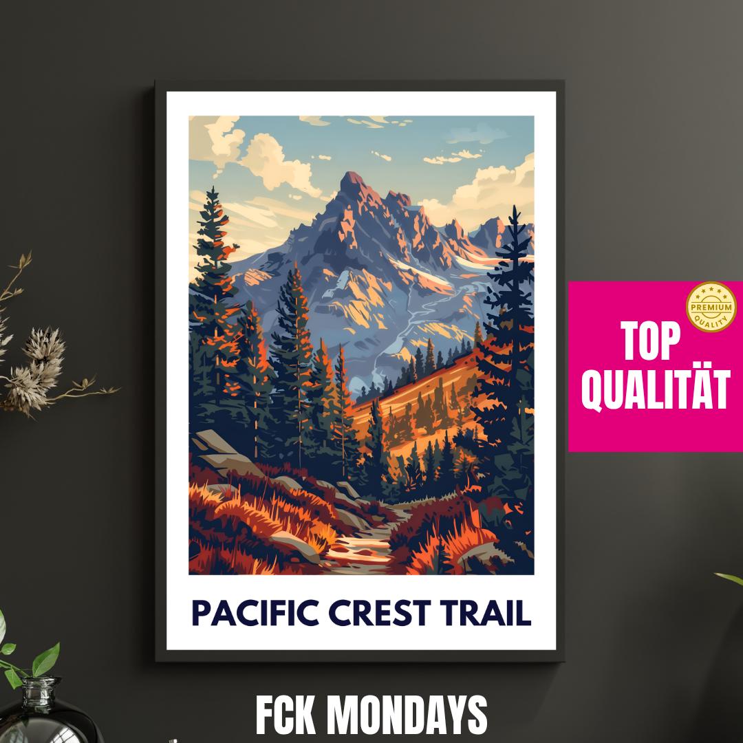 Pacific Crest Trail Poster | USA Hiking Print | Mountain Wall Art | National Park Gift | Adventure Decor | Trekking Poster | Outdoor Wallart