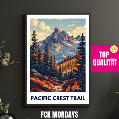Pacific Crest Trail Poster | USA Hiking Print | Mountain Wall Art | National Park Gift | Adventure Decor | Trekking Poster | Outdoor Wallart