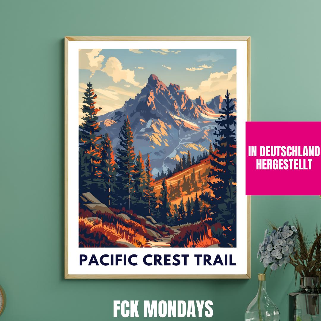 Pacific Crest Trail Poster | USA Hiking Print | Mountain Wall Art | National Park Gift | Adventure Decor | Trekking Poster | Outdoor Wallart