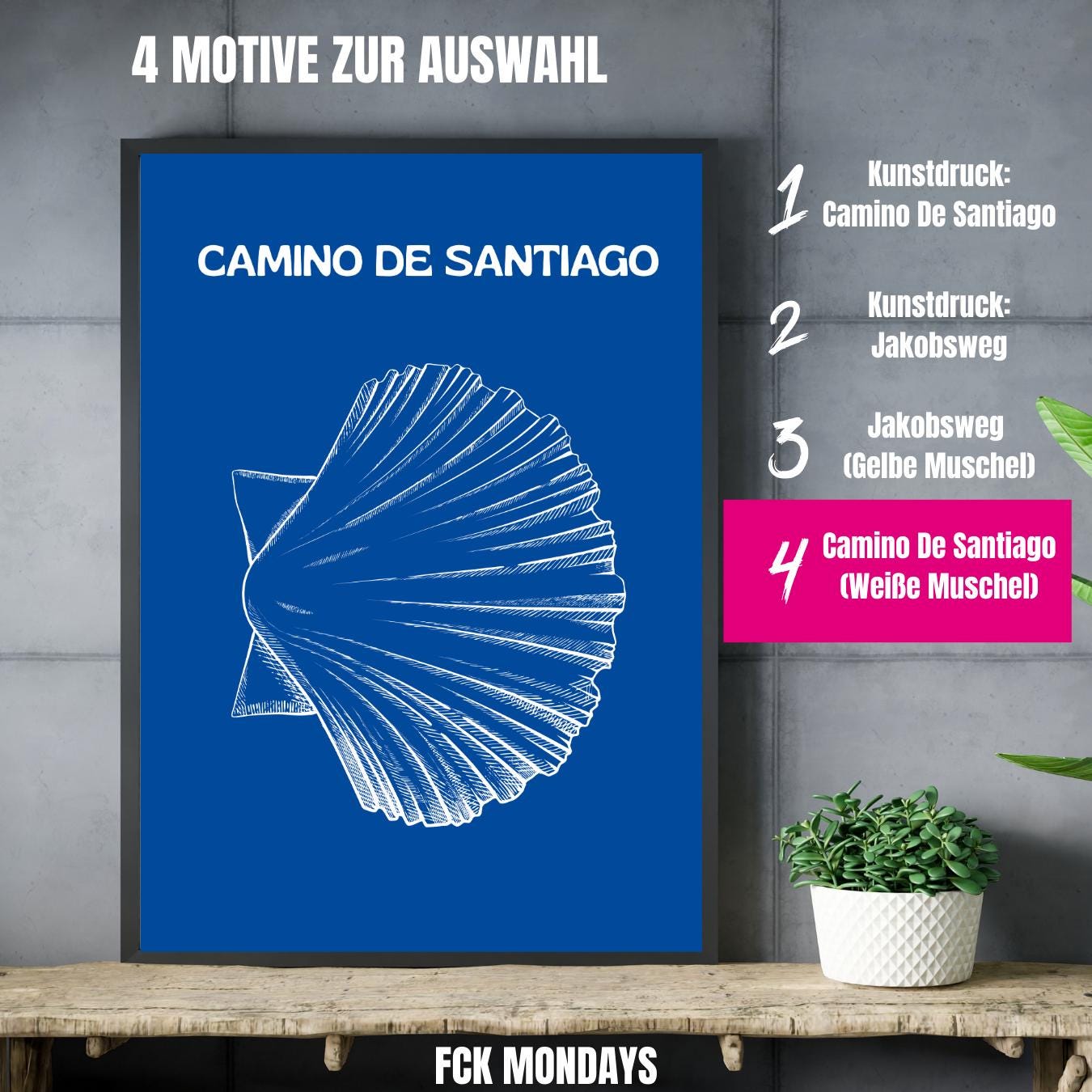 Jakobsweg Poster | Camino de Santiago Wandbild | Pilger Geschenk Reiseposter Spanien | Wanderwege Wandbild | Europa Pilgerweg Druck