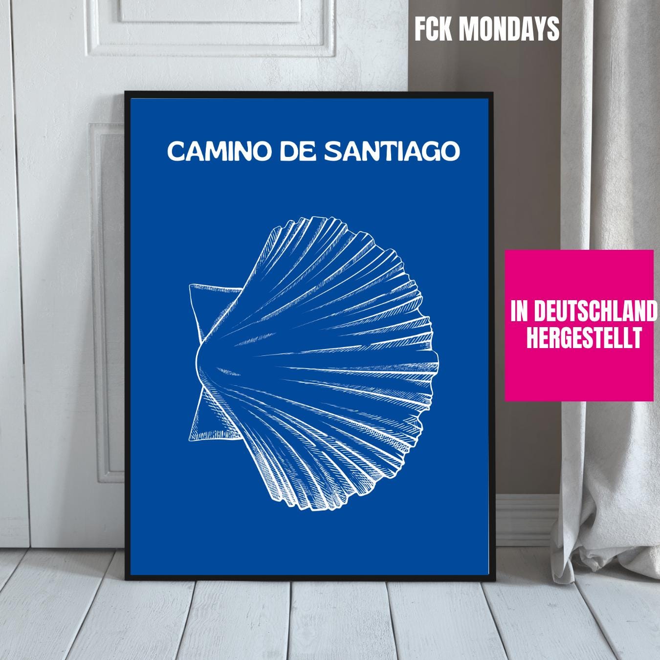 Jakobsweg Poster | Camino de Santiago Wandbild | Pilger Geschenk Reiseposter Spanien | Wanderwege Wandbild | Europa Pilgerweg Druck