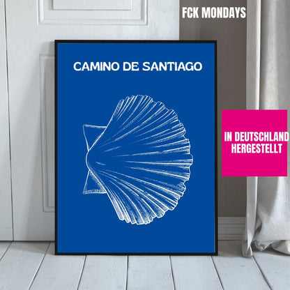 Jakobsweg Poster | Camino de Santiago Wandbild | Pilger Geschenk Reiseposter Spanien | Wanderwege Wandbild | Europa Pilgerweg Druck