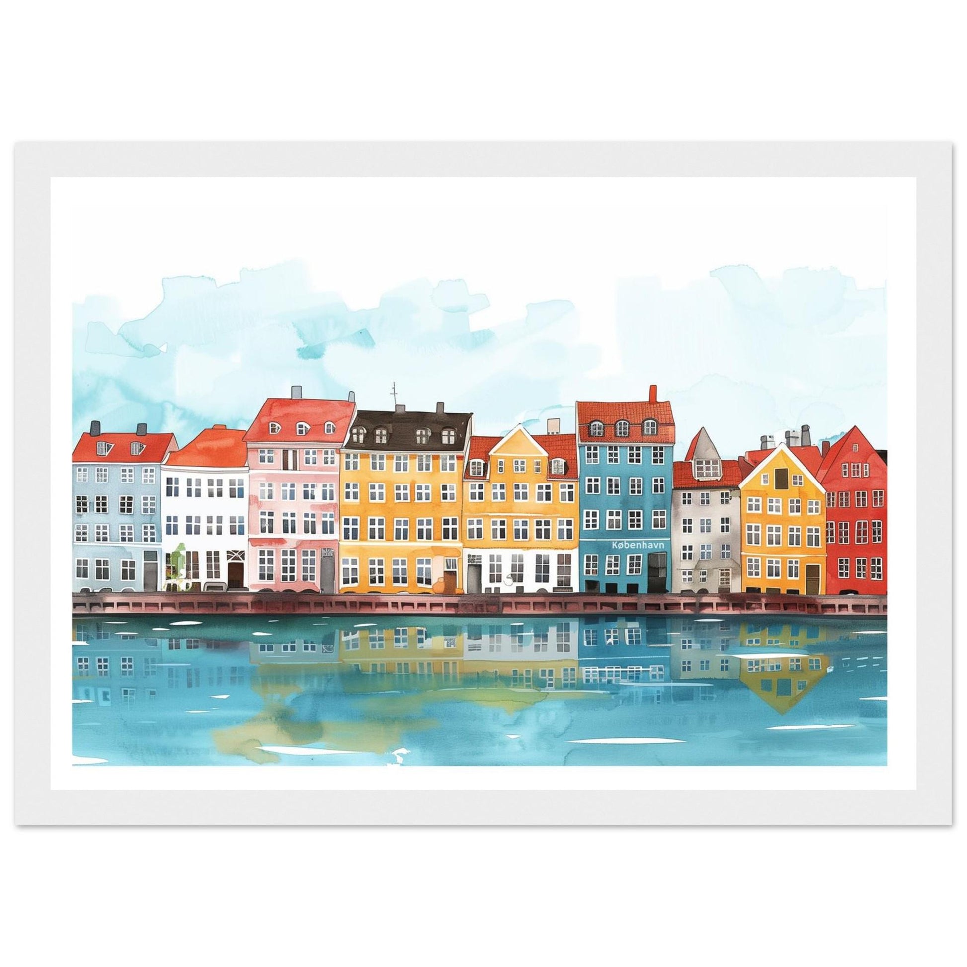 Copenhagen Denmark Poster | Scandinavian Skyline Art Print | Illustrated København Old Town Wall Art