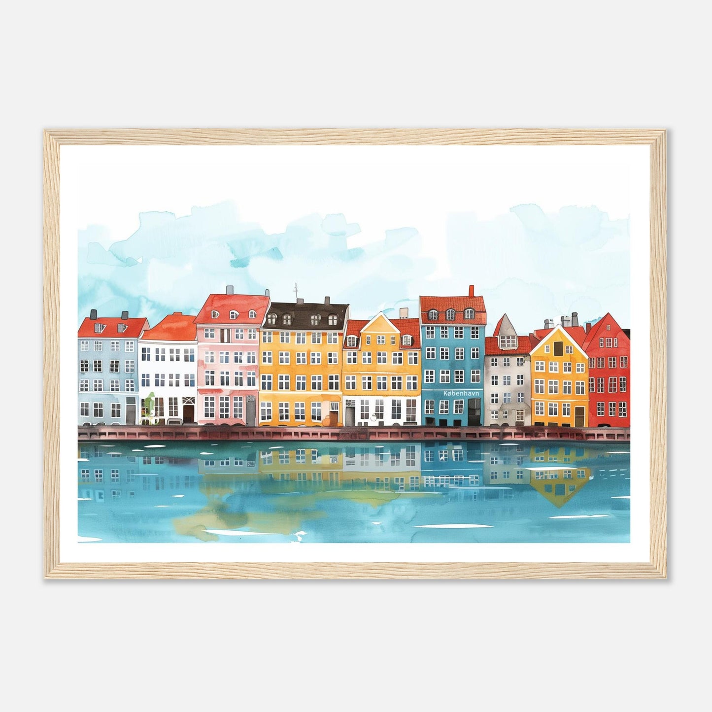 Copenhagen Denmark Poster | Scandinavian Skyline Art Print | Illustrated København Old Town Wall Art