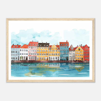 Copenhagen Denmark Poster | Scandinavian Skyline Art Print | Illustrated København Old Town Wall Art