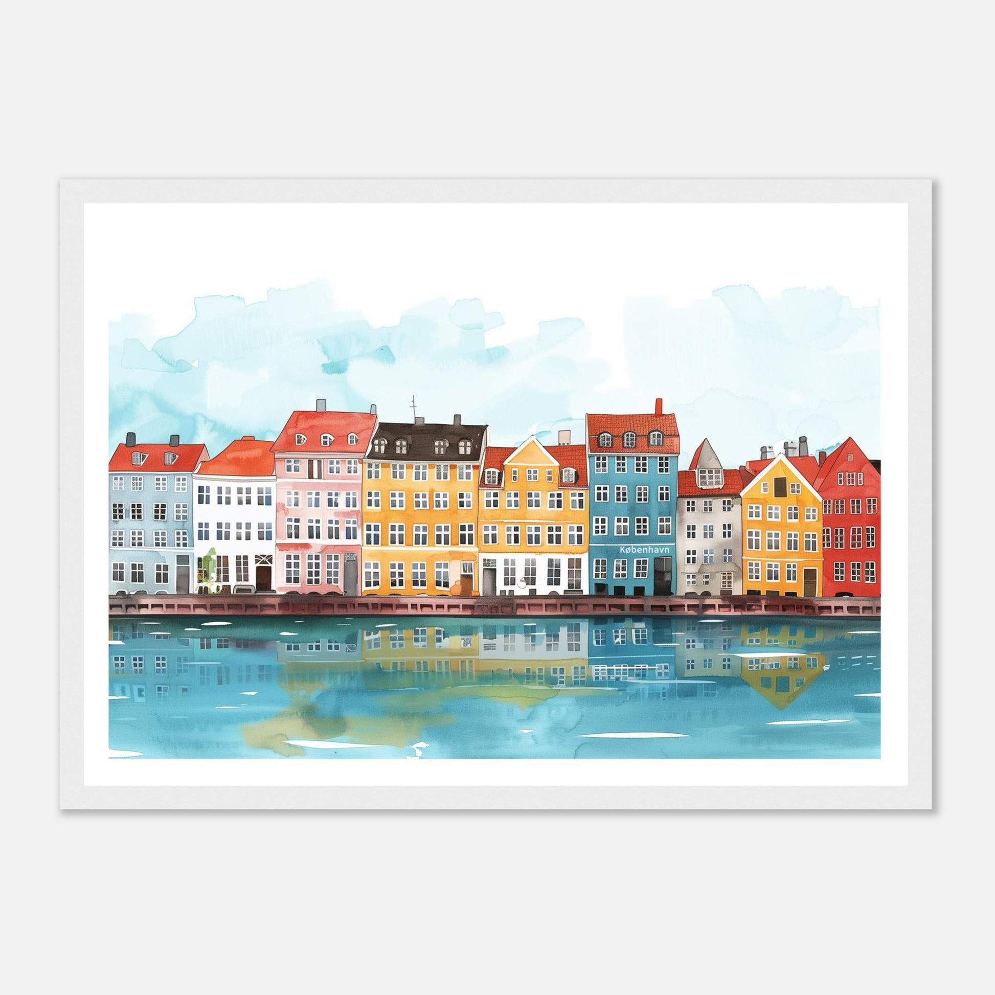 Copenhagen Denmark Poster | Scandinavian Skyline Art Print | Illustrated København Old Town Wall Art
