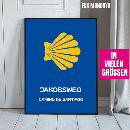 Jakobsweg Poster | Camino de Santiago Wandbild | Pilger Geschenk Reiseposter Spanien | Wanderwege Wandbild | Europa Pilgerweg Druck