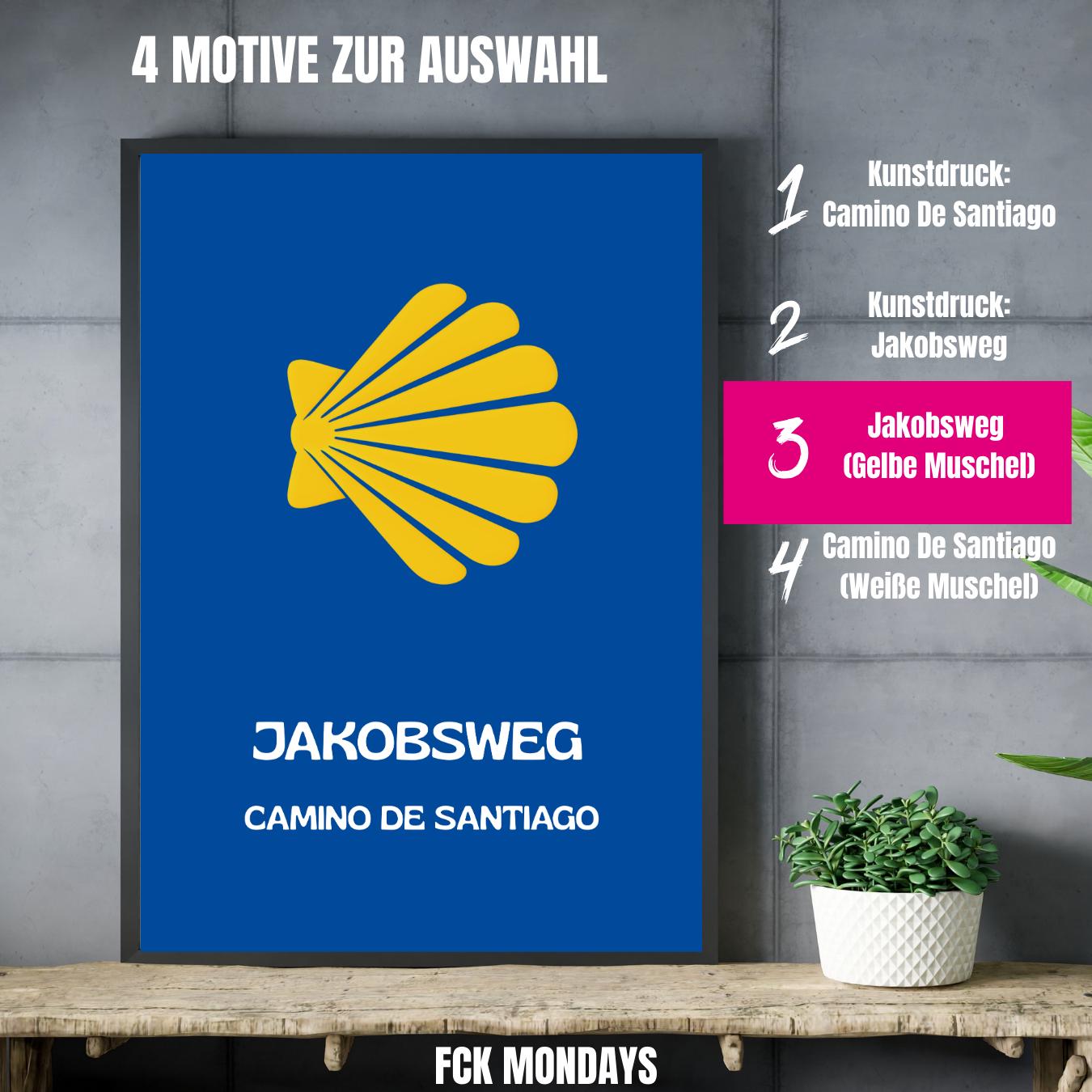 Jakobsweg Poster | Camino de Santiago Wandbild | Pilger Geschenk Reiseposter Spanien | Wanderwege Wandbild | Europa Pilgerweg Druck