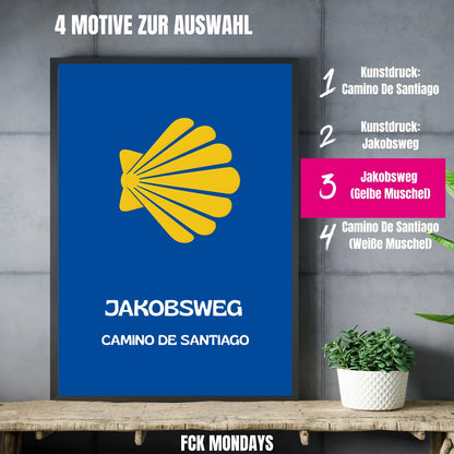 Jakobsweg Poster | Camino de Santiago Wandbild | Pilger Geschenk Reiseposter Spanien | Wanderwege Wandbild | Europa Pilgerweg Druck