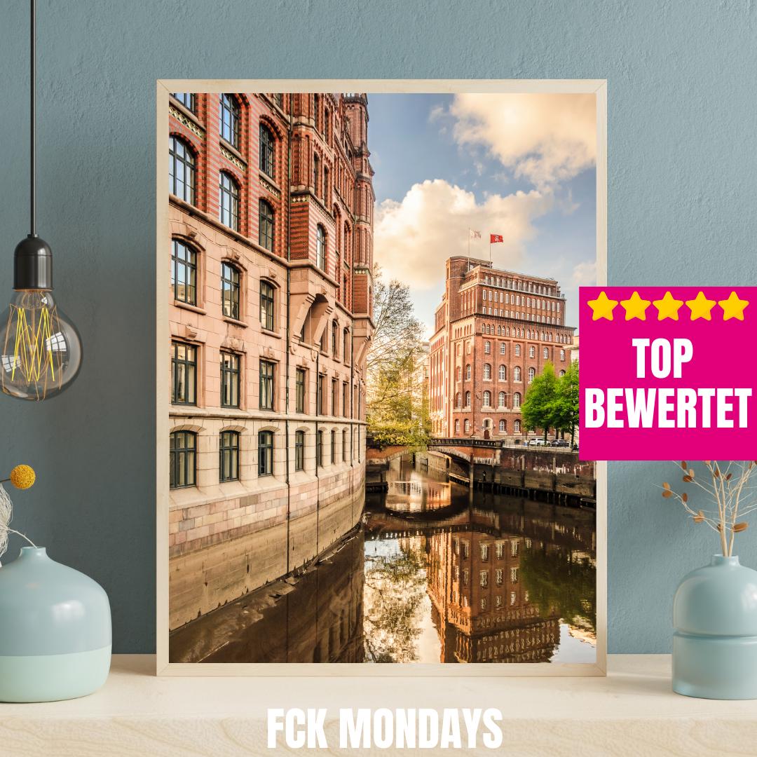 Hamburg Nikolaifleet Trostbrücke Poster | Historische Speicherstadt | Fleet Elbe | Hanseatische Architektur | Hamburg Altstadt Fotografie