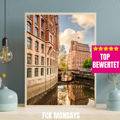 Hamburg Nikolaifleet Trostbrücke Poster | Historische Speicherstadt | Fleet Elbe | Hanseatische Architektur | Hamburg Altstadt Fotografie