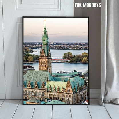 Hamburg Rathaus & Außenalster Poster | Hamburger Rathaus Panorama | Alsterblick Fotokunst | Hanseatische Architektur | Hamburg Wandbild