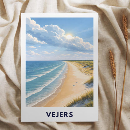 Vejers Beach Poster | Denmark | North Sea Coast | Dune Landscape | Summer Ocean | Travel Poster | Coastal Wall Art | Scandinavian Decor