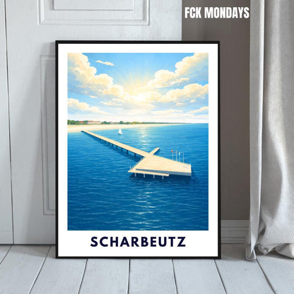 Scharbeutz Poster – Neue Seebrücke Ostsee | Strand & Meer | Timmendorfer Strand Lübecker Bucht | Maritimes Reiseposter | Ostsee Wandbild