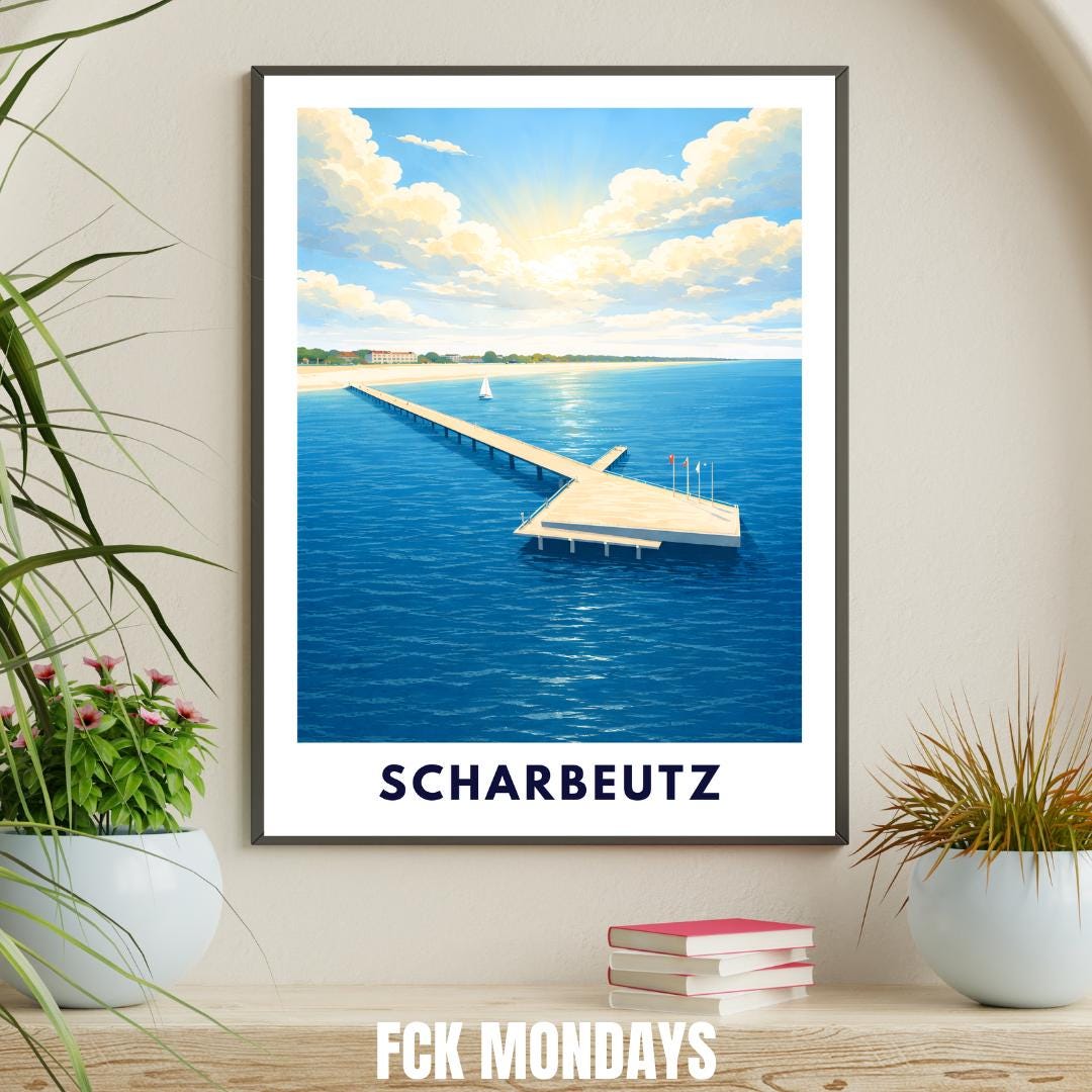 Scharbeutz Poster – Neue Seebrücke Ostsee | Strand & Meer | Timmendorfer Strand Lübecker Bucht | Maritimes Reiseposter | Ostsee Wandbild