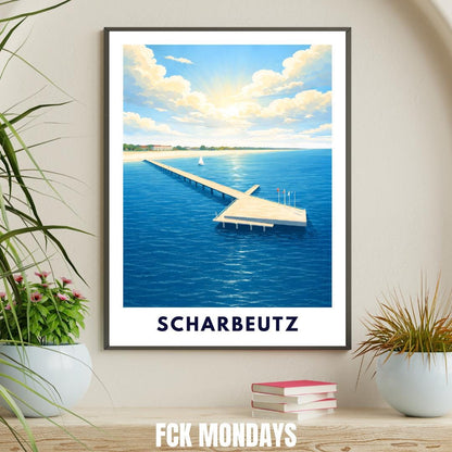 Scharbeutz Poster – Neue Seebrücke Ostsee | Strand & Meer | Timmendorfer Strand Lübecker Bucht | Maritimes Reiseposter | Ostsee Wandbild