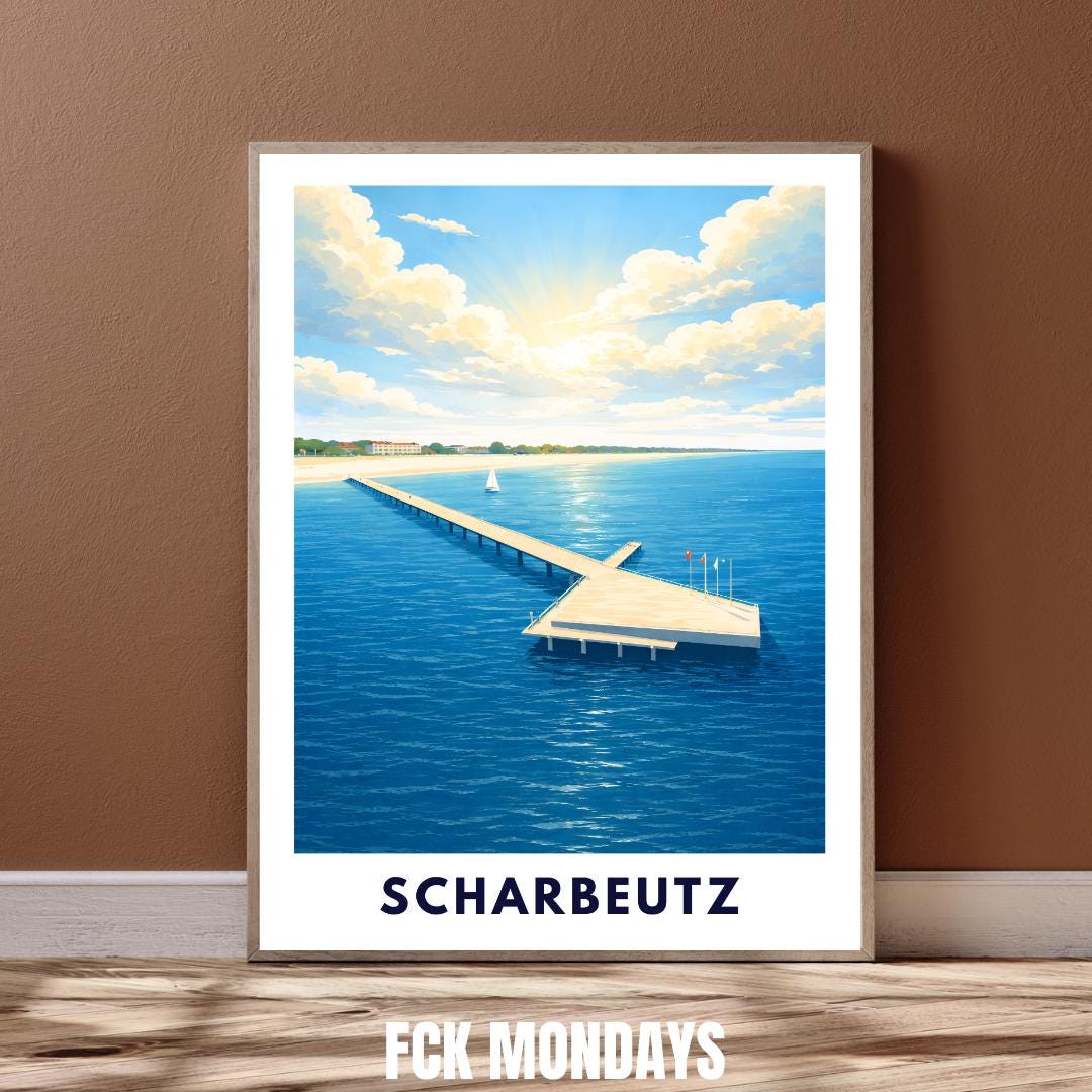 Scharbeutz Poster – Neue Seebrücke Ostsee | Strand & Meer | Timmendorfer Strand Lübecker Bucht | Maritimes Reiseposter | Ostsee Wandbild