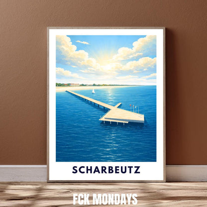Scharbeutz Poster – Neue Seebrücke Ostsee | Strand & Meer | Timmendorfer Strand Lübecker Bucht | Maritimes Reiseposter | Ostsee Wandbild