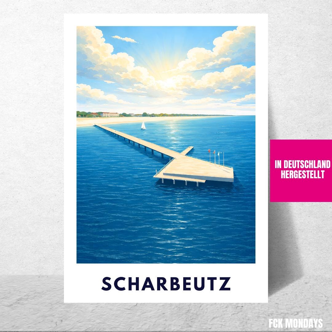 Scharbeutz Poster – Neue Seebrücke Ostsee | Strand & Meer | Timmendorfer Strand Lübecker Bucht | Maritimes Reiseposter | Ostsee Wandbild