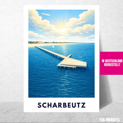 Scharbeutz Poster – Neue Seebrücke Ostsee | Strand & Meer | Timmendorfer Strand Lübecker Bucht | Maritimes Reiseposter | Ostsee Wandbild