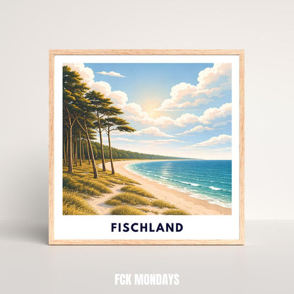 Fischland Darß Zingst Poster | Ostsee Strand Dünen | Kiefernwald | Strandbild Natur Wandbild | Küsten Poster | Pinienwälder Boddenlandschaft