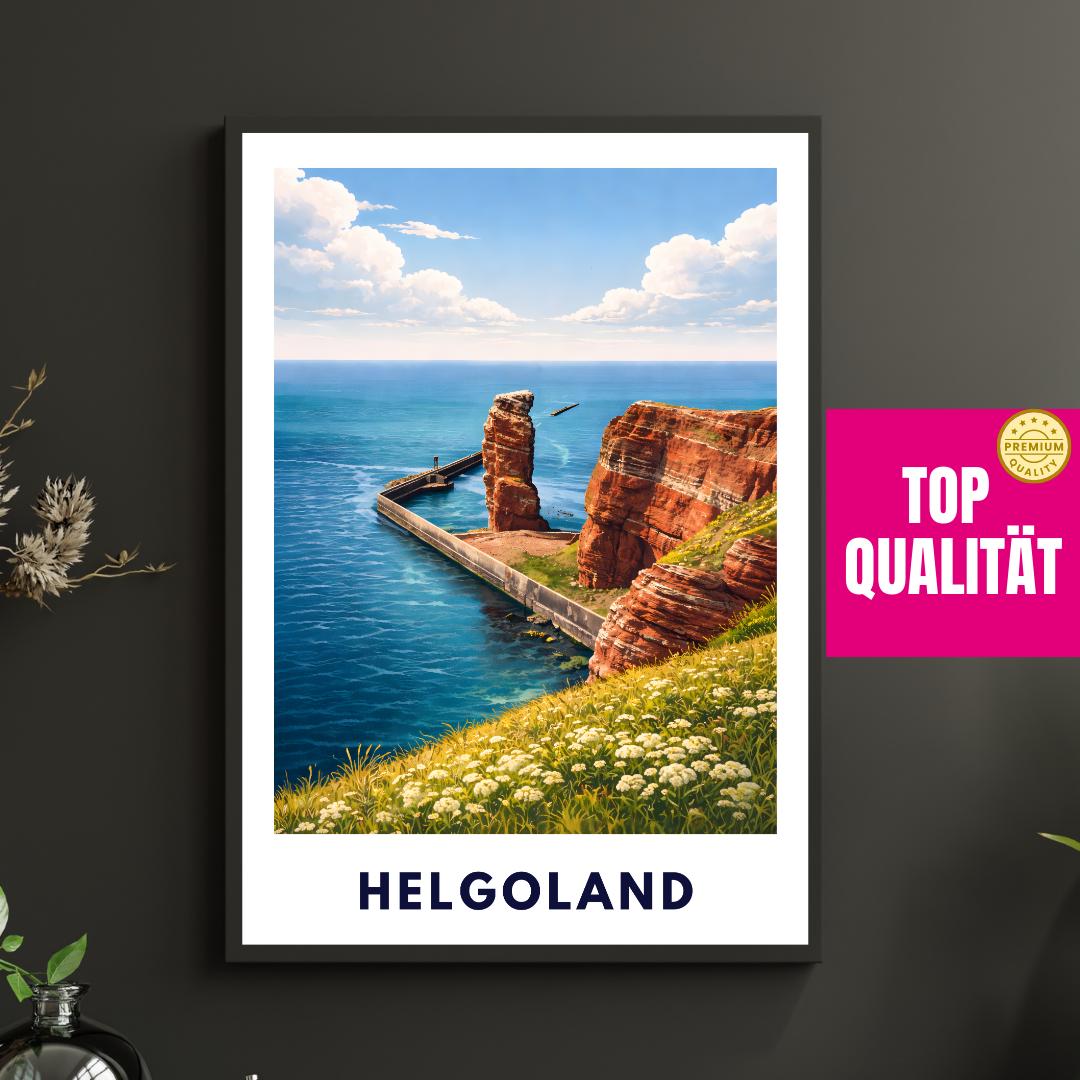Helgoland Poster – Lange Anna Sea Stack & Red Cliffs | North Sea Travel Wall Art | Minimalist Coastal Print
