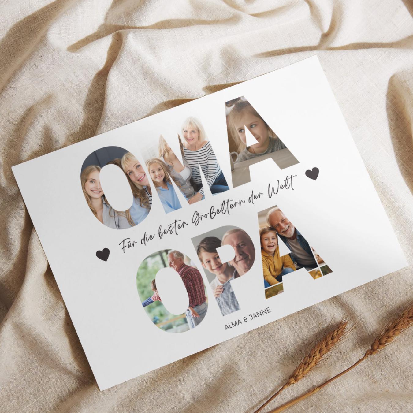 Grandma and Grandpa gift, birthday gift, Christmas gift, grandparents photo collage, personalized picture, grandchild gift