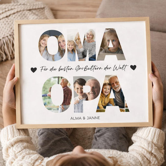 Grandma and Grandpa gift, birthday gift, Christmas gift, grandparents photo collage, personalized picture, grandchild gift