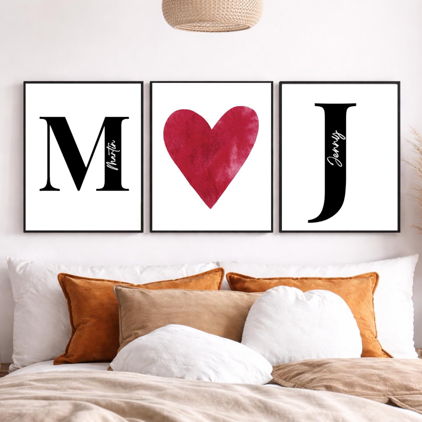 Couple Poster with Names – Personalized Valentine’s Day Gift, Custom Photo Poster, 3-Piece Set for Anniversary, Modern Living Room Wall Art